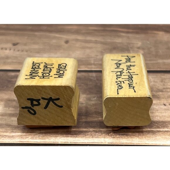 VINTAGE ANNETTE WATKINS WOOD MOUNTED RUBBER STAMP HOLIDAY SCHITTS CREEK (ISM?) - Picture 3 of 5